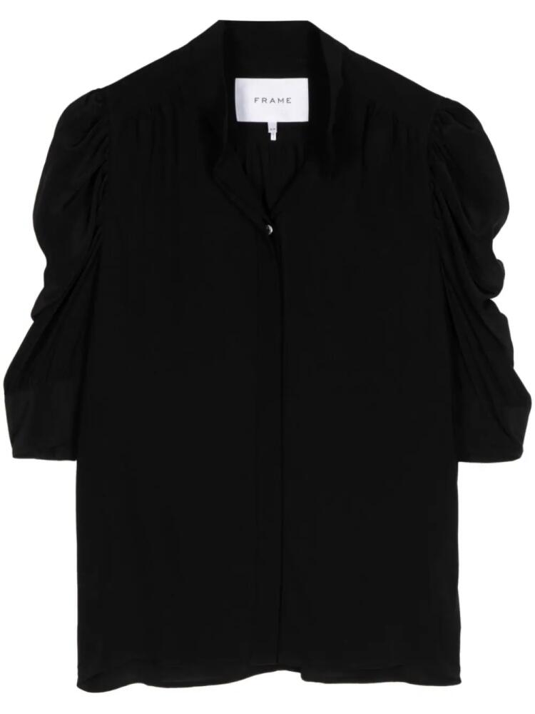 FRAME ruched silk blouse - Black Cover