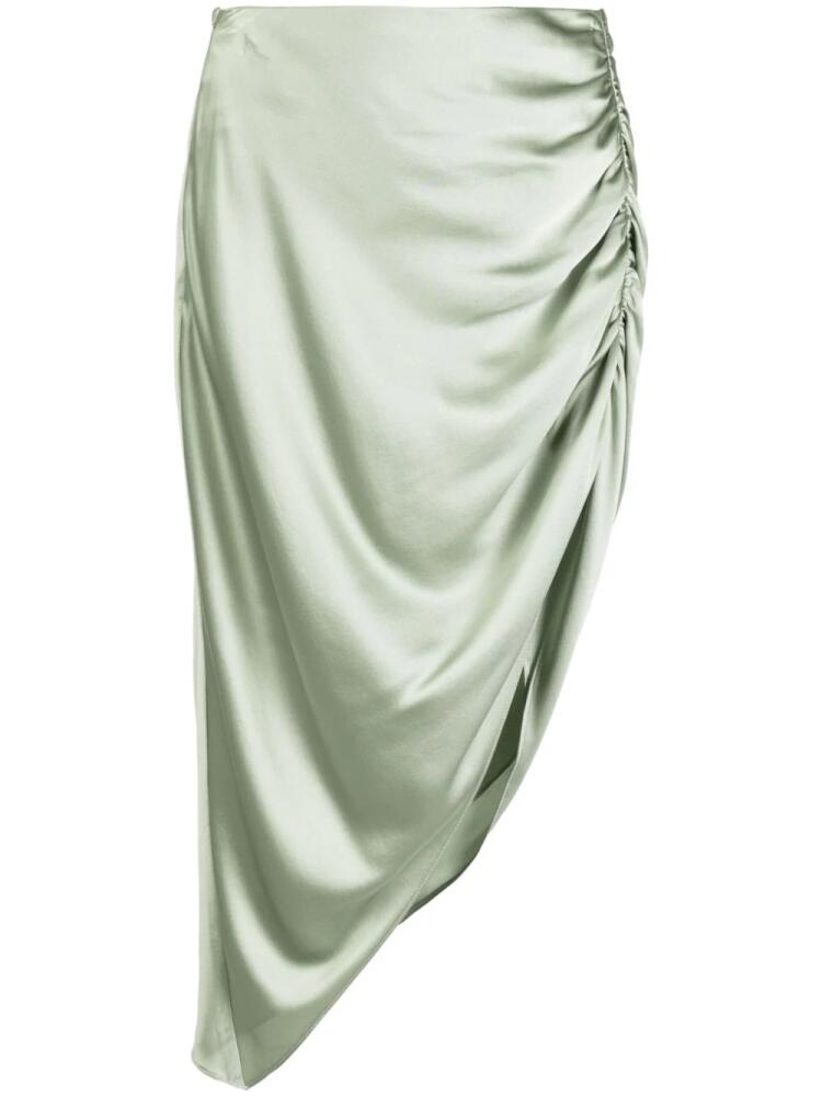 Michelle Mason asymmetric ruched silk skirt - Green Cover