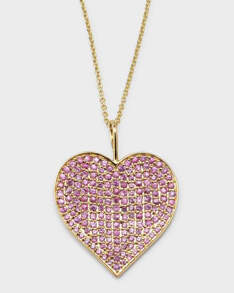 Sydney Evan 14K Yellow Gold 20th Pink Sapphire Heart Charm Tiffany Chain Necklace Cover