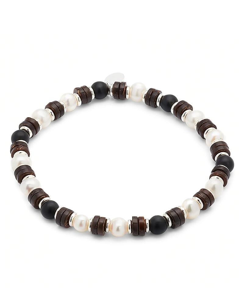 Jan Leslie Cultured Freshwater Pearl, Onyx, Wood & Sterling Silver Stretch Bracelet Cover