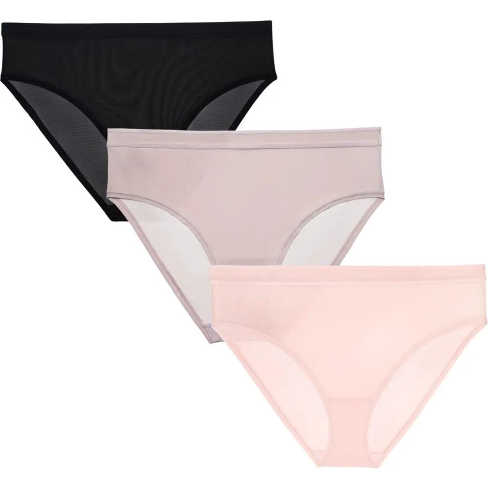 Curvy Couture Sheer Mesh High Cut Briefs in Black/blushing/bark Cover