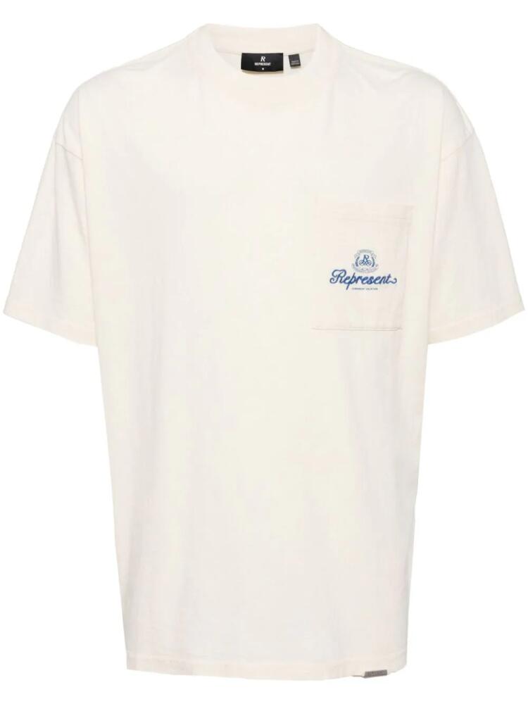 Represent logo-embroidered cotton T-shirt - White Cover