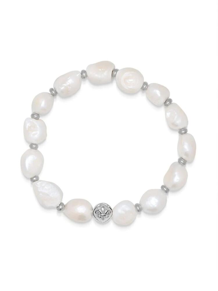 Nialaya Jewelry freshwater pearl polished bracelet - Silver Cover