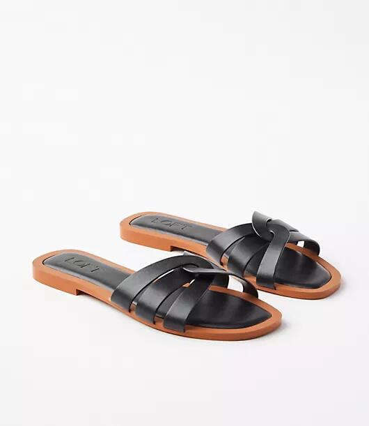 Loft Strappy Leather Slide Sandals Cover