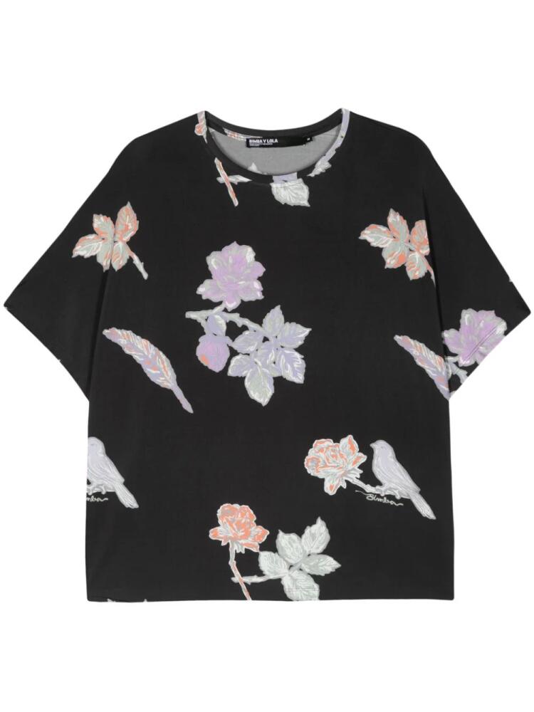 Bimba y Lola floral-print T-shirt - Black Cover