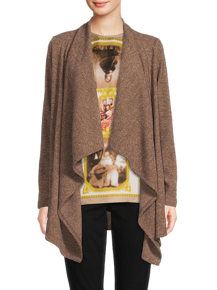 Renee C. Women's Asymmetric Open Front Cardigan - Camel Cover