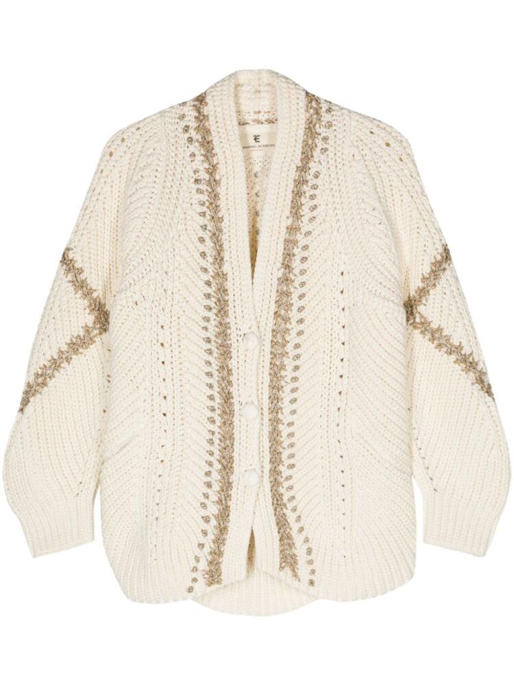 Ermanno Scervino chunky-knit cotton cardigan - Neutrals Cover