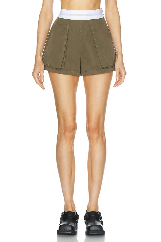 Alexander Wang High Waisted Cargo Rave Short in Army Cover