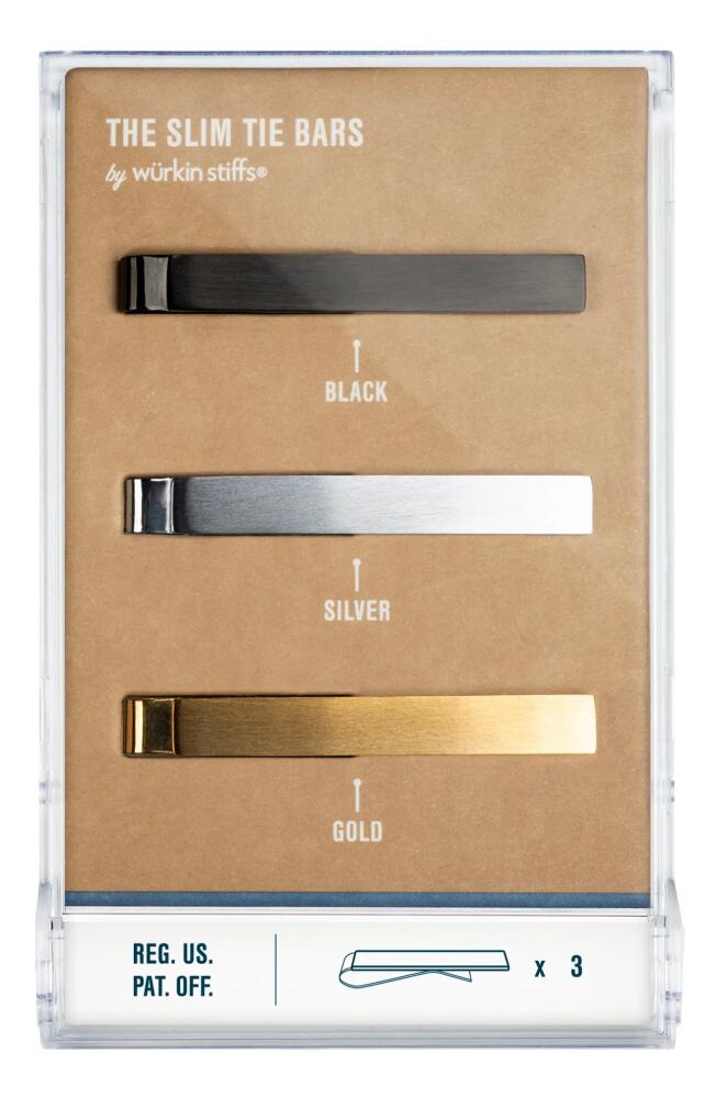 Würkin Stiffs Set of 3 Slim Tie Bars in Gold Cover