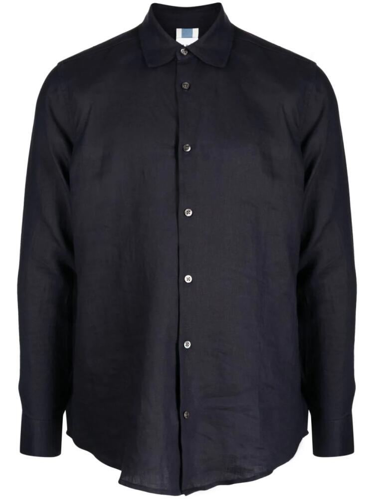 CHÉ tape-embellished linen shirt - Blue Cover