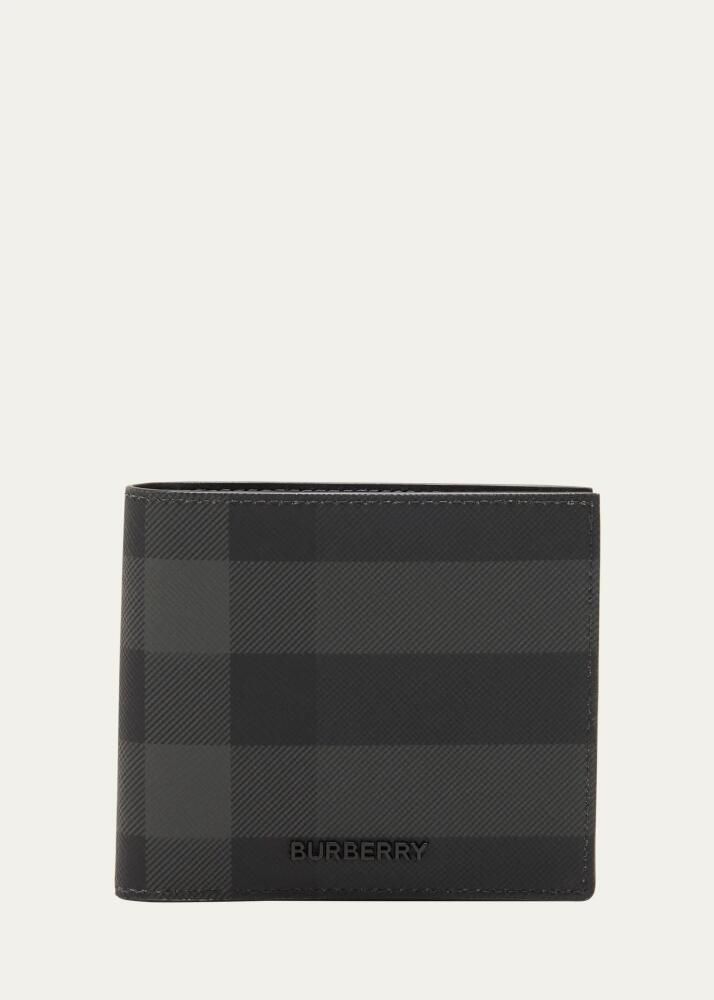 Burberry Men's Charcoal Check Bifold Wallet Cover