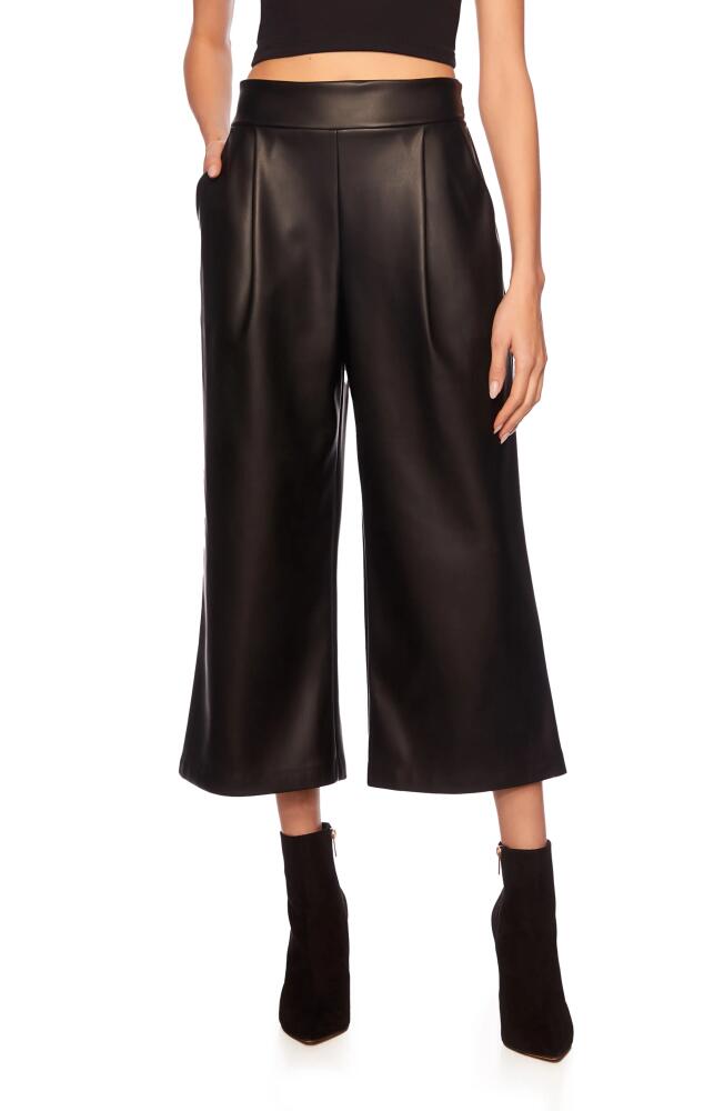 Susana Monaco Faux Leather Crop Wide Leg Pants in Black Cover