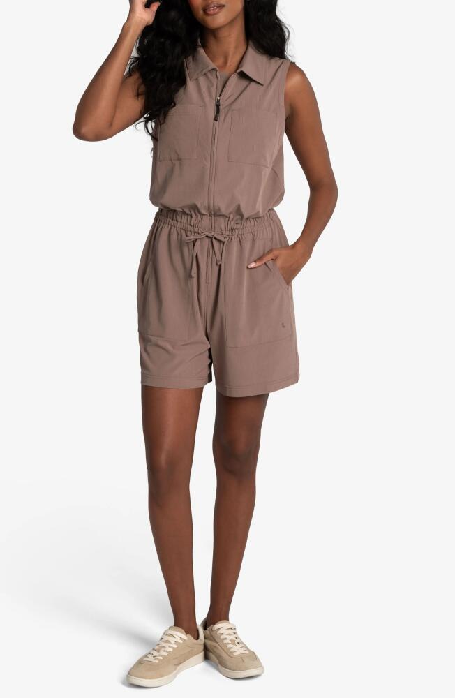 Lole Momentum Zip Front Romper in Fossil Cover