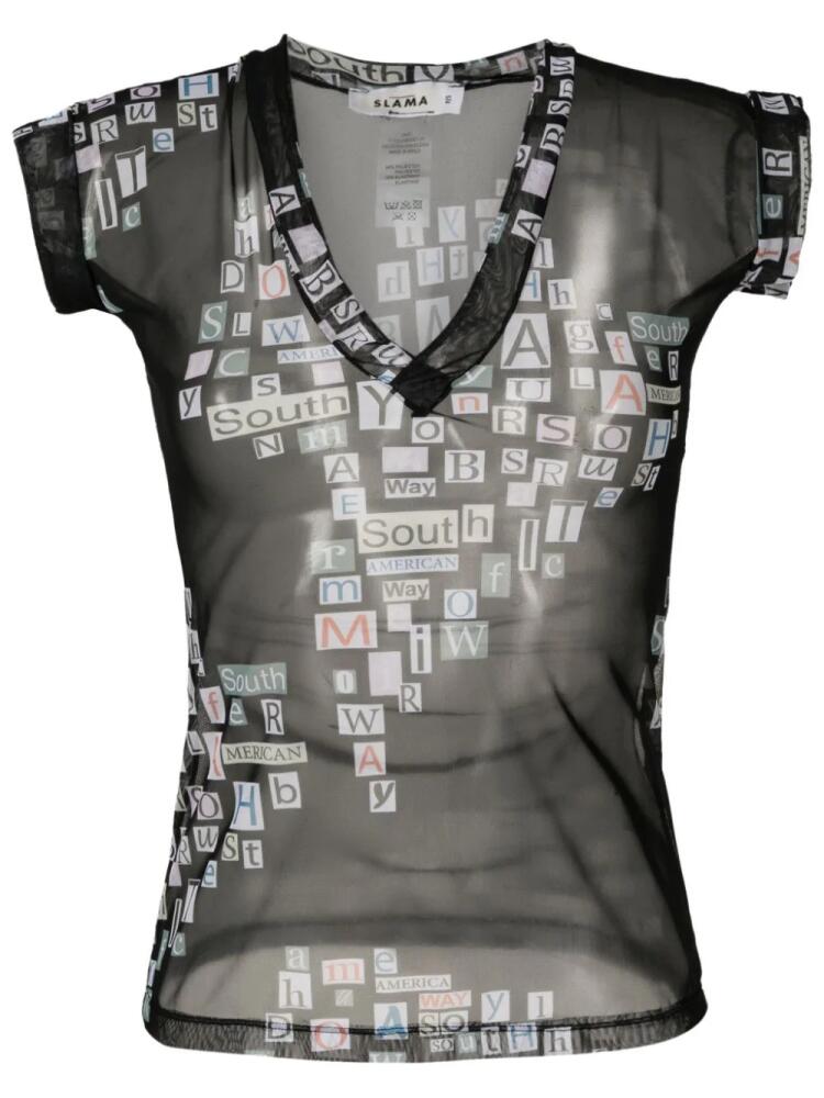 Amir Slama text-print sheer T-shirt - Black Cover