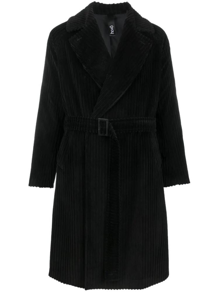 Hevo belted ribbed coat - Black Cover