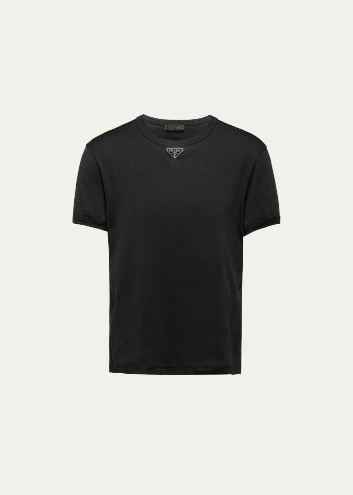 Prada Men's T-Shirt with Enameled Triangle Logo Cover