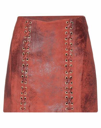 La Semaine Paris Woman Mini skirt Rust Polyester, Elastane Cover