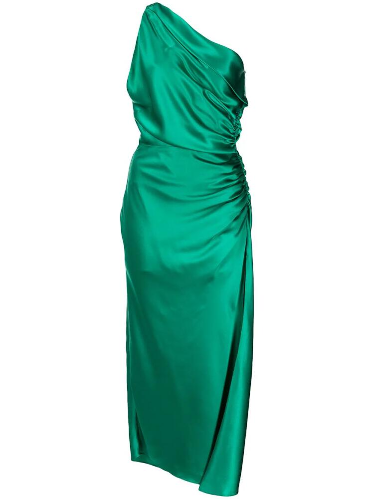 Michelle Mason asymmetric gathered-side silk dress - Green Cover