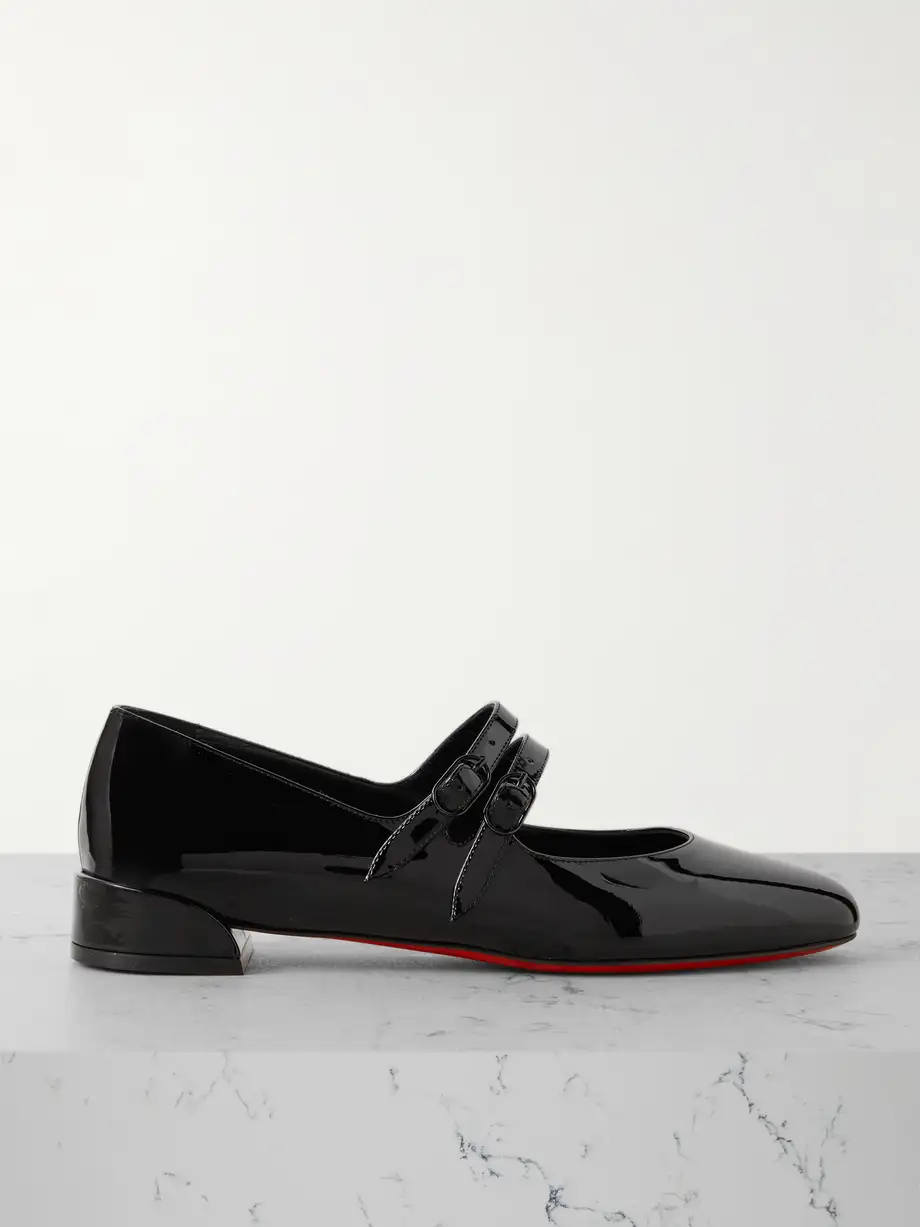 Christian Louboutin - Sweet Jane Patent-leather Flats - Black Cover