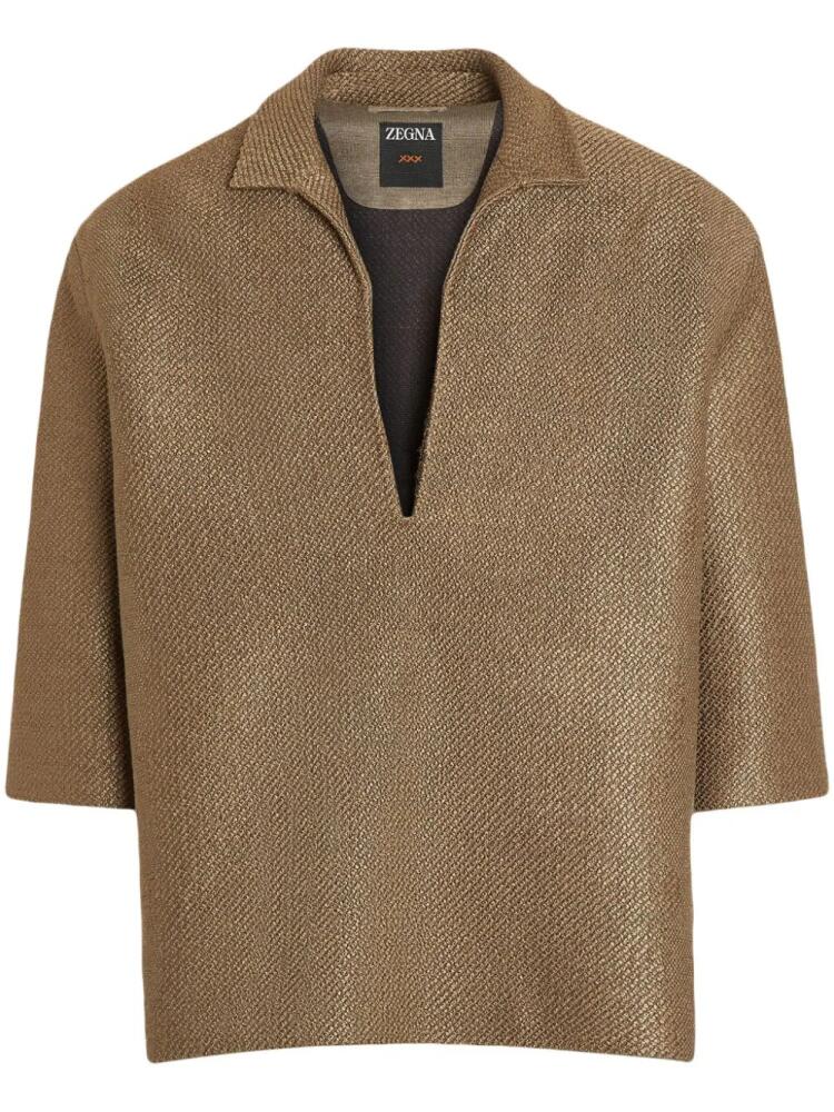 Zegna silk blend polo top - Neutrals Cover