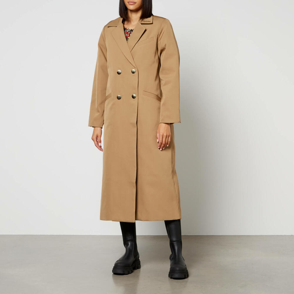 Ganni Double-Breasted Recycled Twill Coat Cover