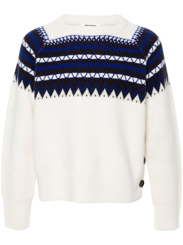 Wales Bonner Mist Fair Isle sweater - White Cover