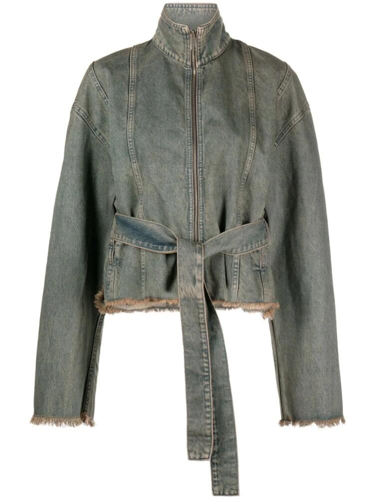 Jade Cropper belted denim jacket - Blue Cover