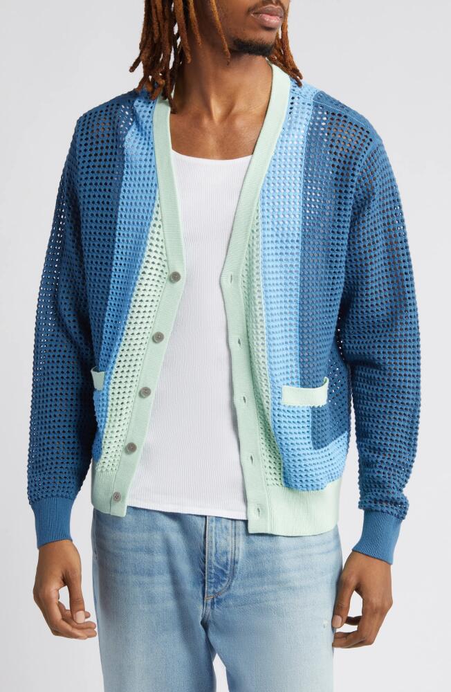 Obey Anderson '60s Stripe Cotton Cardigan in Coronet Blue Multi Cover