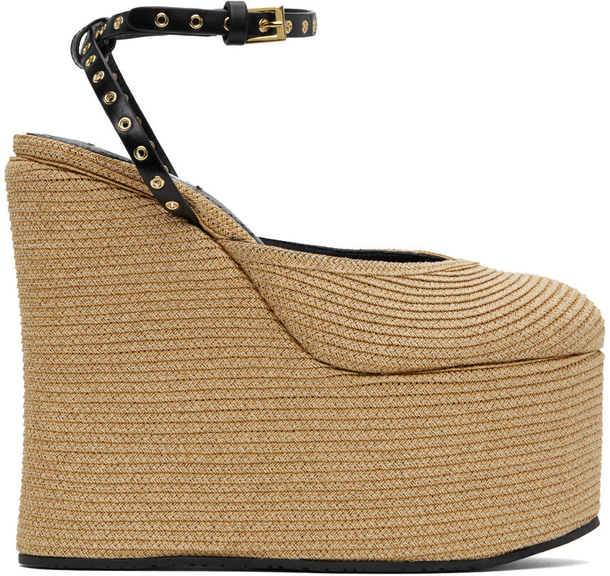 ALAÏA Beige 'La Wedge' Heeled Sandals Cover