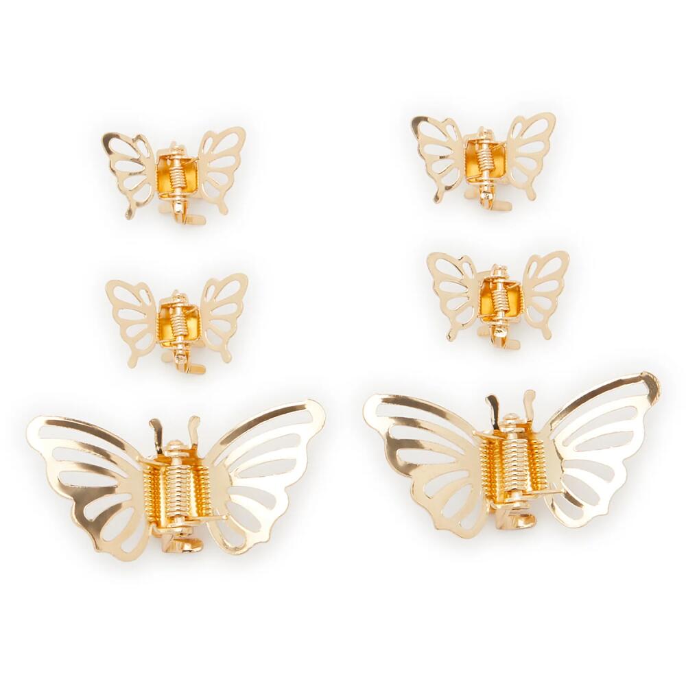 Kelly & Katie Mini Butterfly Hair Clips Set 6 Pack | Women's | Gold Metallic Cover