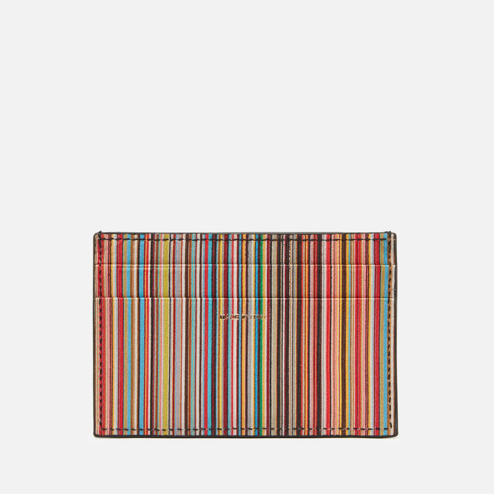 PS Paul Smith Striped Leather Credit Card Case Cover