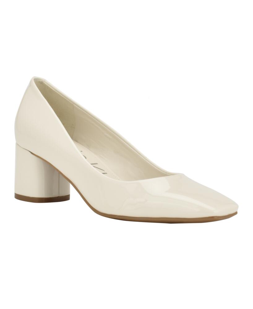 Calvin Klein Women's Alanta Block Heel Dress Pumps - Ivory Patent Cover