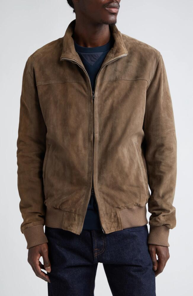 Herno Suede Bomber Jacket in 2600 Taupe Cover