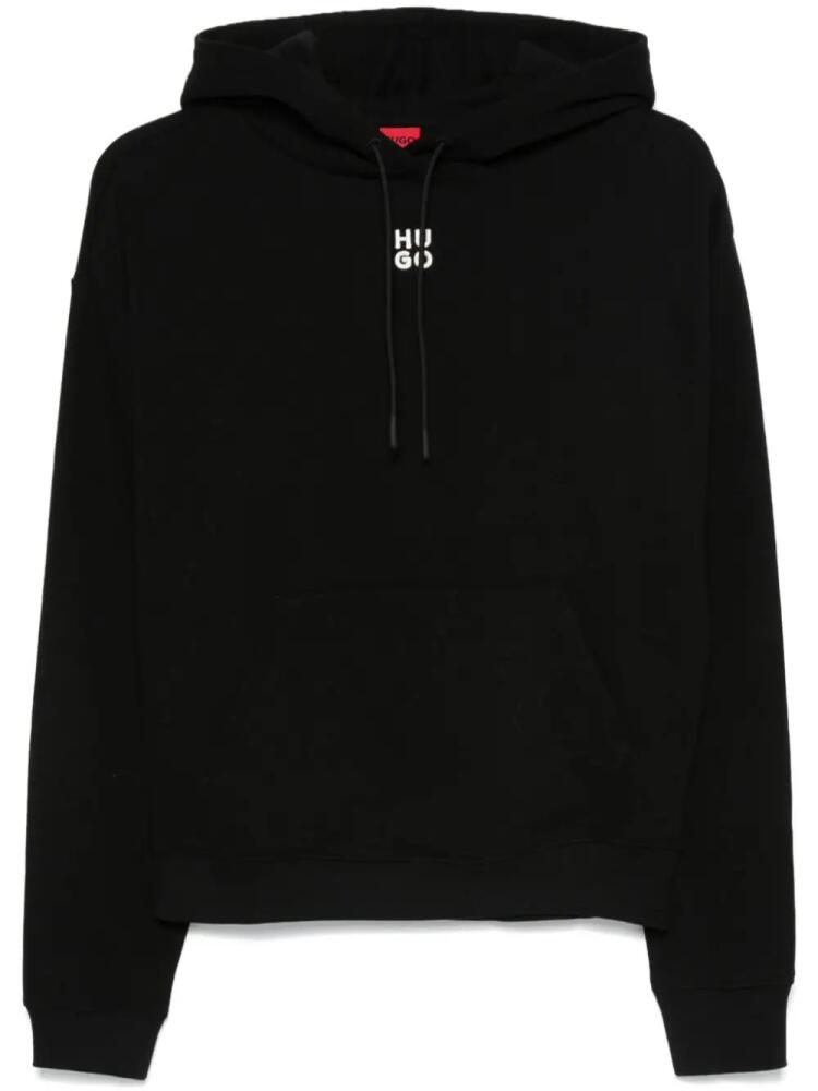 HUGO cotton-terry stacked-logo sweatshirt - Black Cover