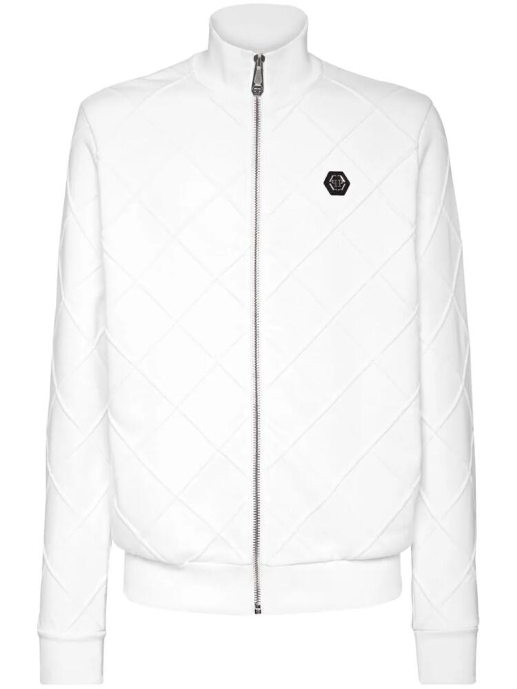 Philipp Plein logo-patch embossed track jacket - White Cover