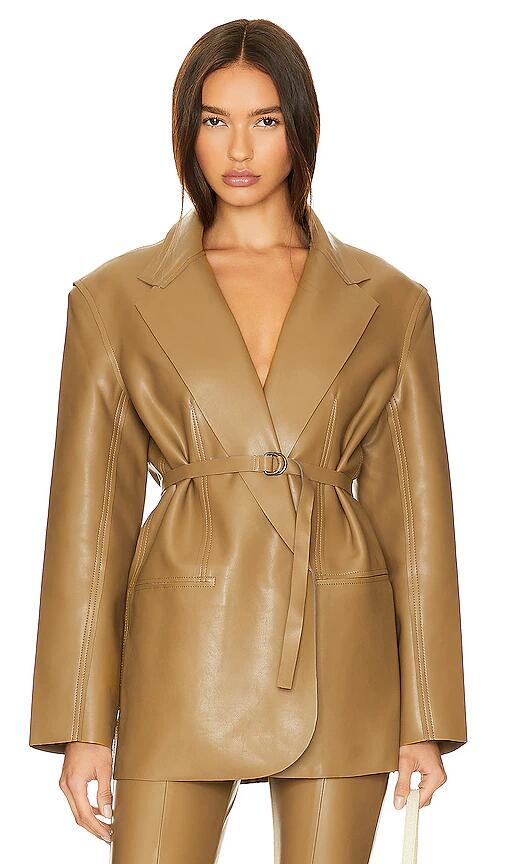 Norma Kamali Oversized Single Breasted Jacket in Tan Cover