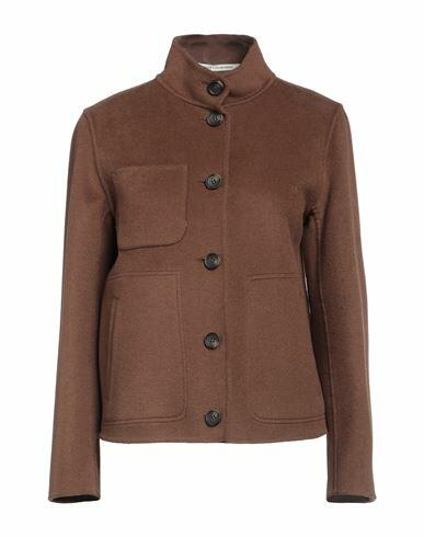 Emma & Gaia Woman Coat Brown Wool, Lyocell, Cashmere Cover