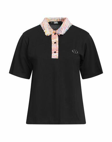 Karl Lagerfeld Woman Polo shirt Black Organic cotton Cover