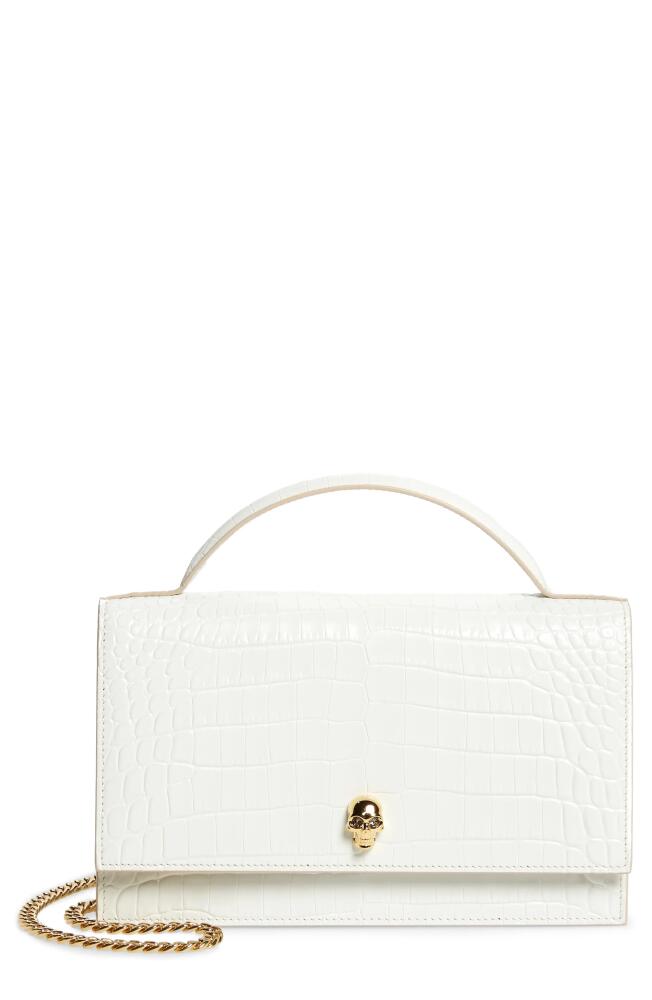 Alexander McQueen Medium Skull Croc Embossed Leather Crossbody Bag in Deep Ivory Cover