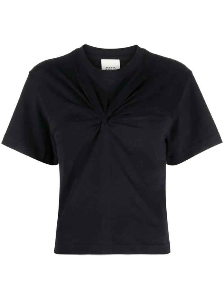 ISABEL MARANT Zuria knot-detail organic cotton T-shirt - Black Cover