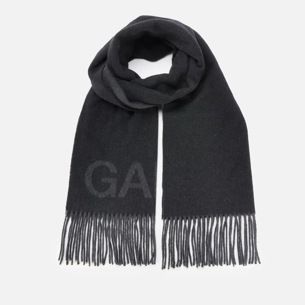 Ganni Fringed Recycled Wool-Blend Scarf Cover