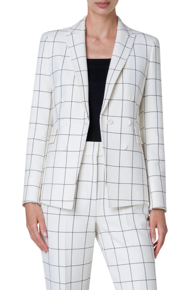 Akris punto Windowpane Check Crepe Blazer in Cream-Black Cover