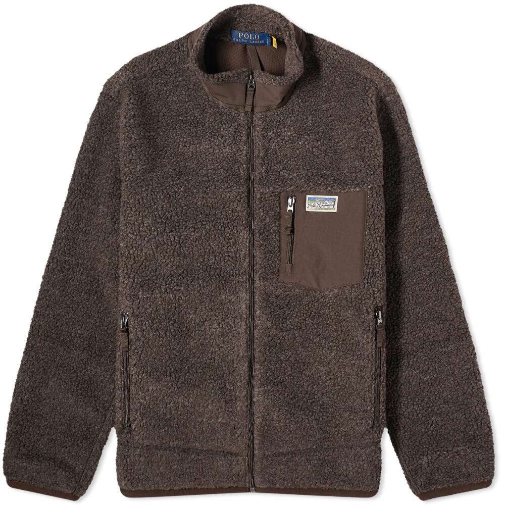 Polo Ralph Lauren Men's High Pile Fleece Jacket in Dark Beech Marl Cover