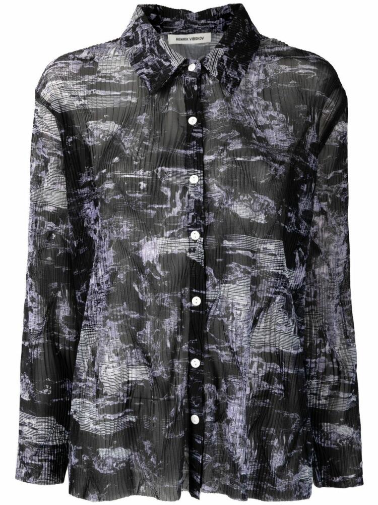 Henrik Vibskov printed plissé shirt - Black Cover