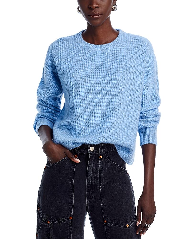 Aqua Cashmere Shaker Stitch Drop Shoulder Sweater - Exclusive Cover