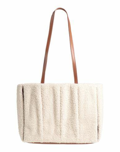 Themoirè Woman Shoulder bag Beige Textile fibers, Soft Leather Cover