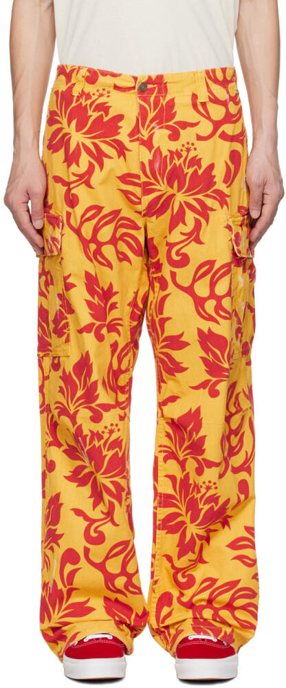 ERL Yellow & Red Embroidered Cargo Pants Cover