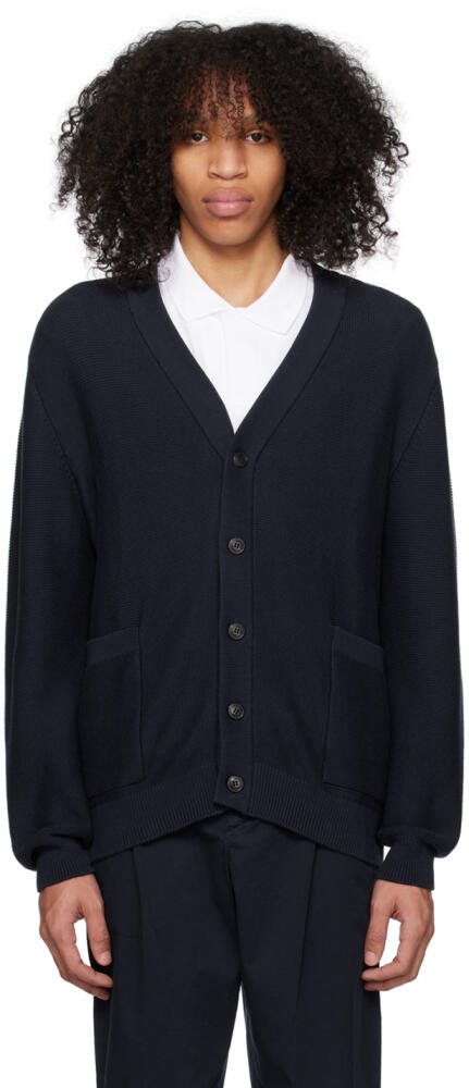 Sunspel Navy Textured Cardigan Cover