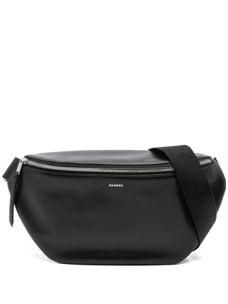 SANDRO logo-stamp leather belt bag - Black Cover