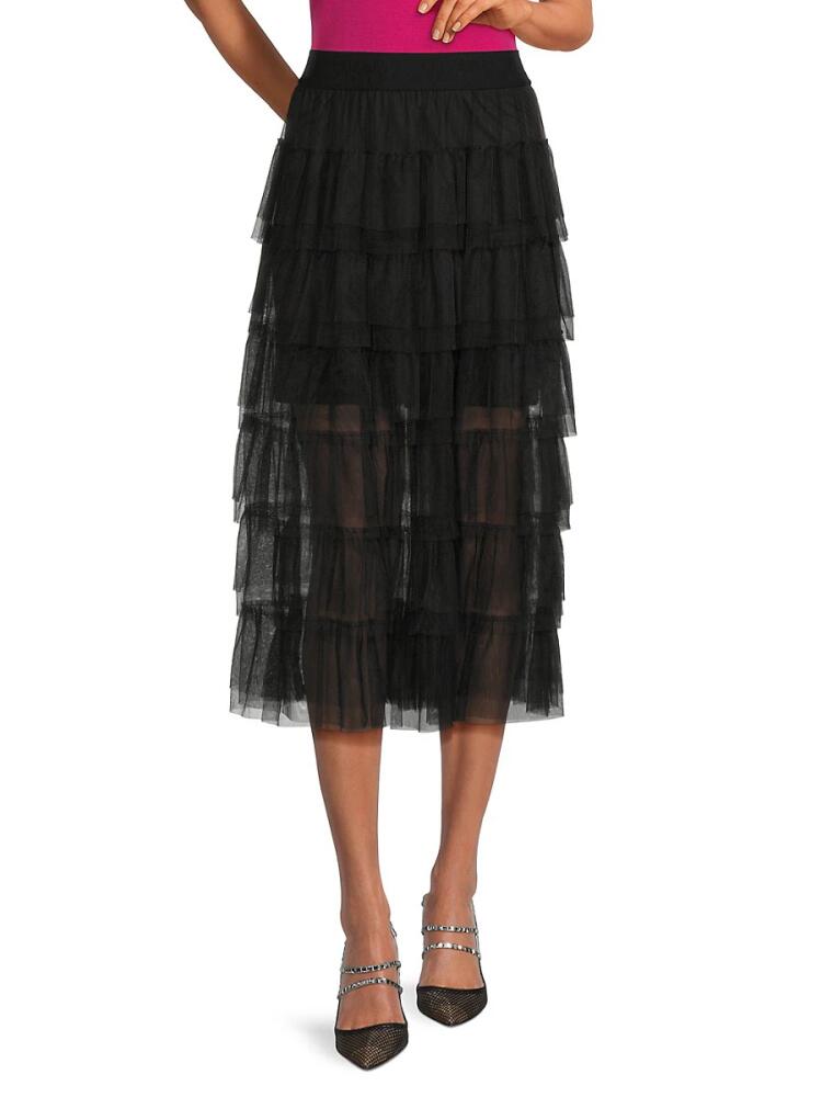 DKNY Women's Tiered Midi Skirt - Black Cover